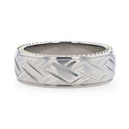 SATURN Woven Pattern Domed Titanium Men's Wedding Ring With Yellow Gold Braided Edges - 8mm
