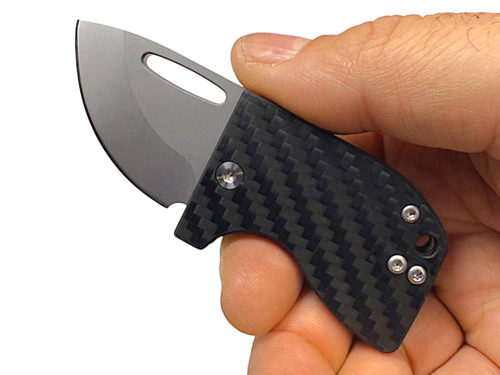 D2 Stub 2.0 Knife - Titanium Frame Lock & (( Carbon Fiber )) by Maratac® ( Spooky Sale! )