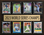Texas Rangers 2023 World Series Plaque 8 Cards Topps Bowman Seager Jung Semien Scherzer