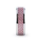 DOMINIQUE Pink Carbon Fiber Inlaid Titanium Flat Polished Finish Band With Beveled Edges - 8mm