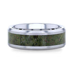 LIBERTY Tungsten Carbide ring with Beveled Edges and Green Copper Conglomerate Inlay - 8mm