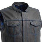 The Club Cut Men's Motorcycle Leather Vest, Multiple Color Options