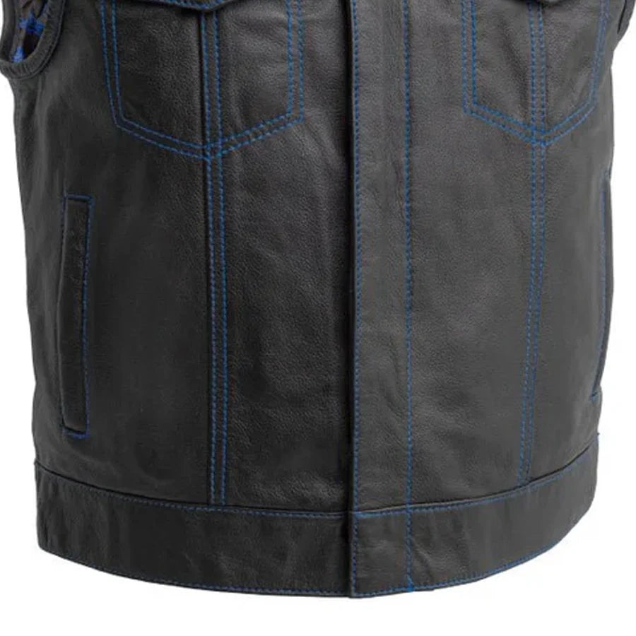 The Club Cut Men's Motorcycle Leather Vest, Multiple Color Options