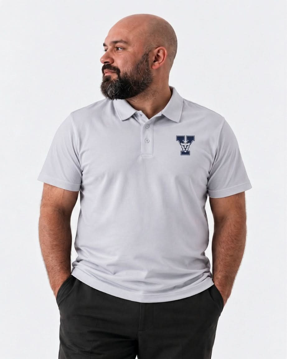 BYU Crest 2.0 Polo Light Grey
