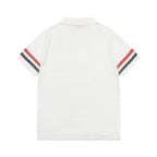 Thom Browne Classic Fit White Collar T-Shirt with Tricolor Grosgrain Detailing