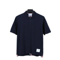 Thom Browne Navy Blue T-Shirt with Collar