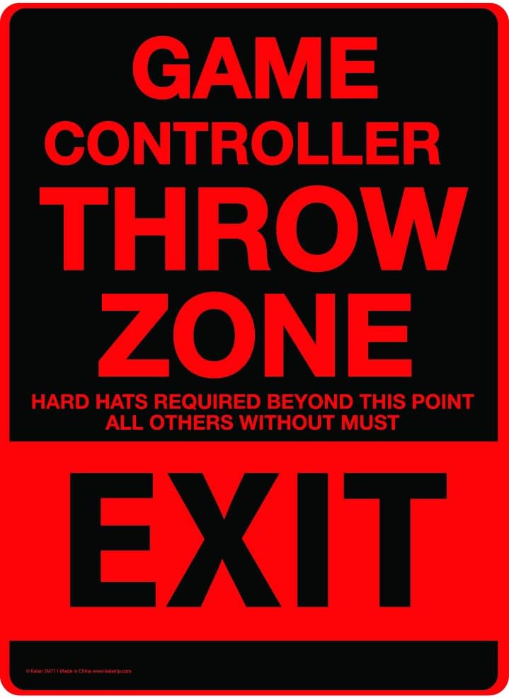 Metal Tin Sign "Game Controller THROW ZONE" Bedroom Gamer Wall Decor #F-101