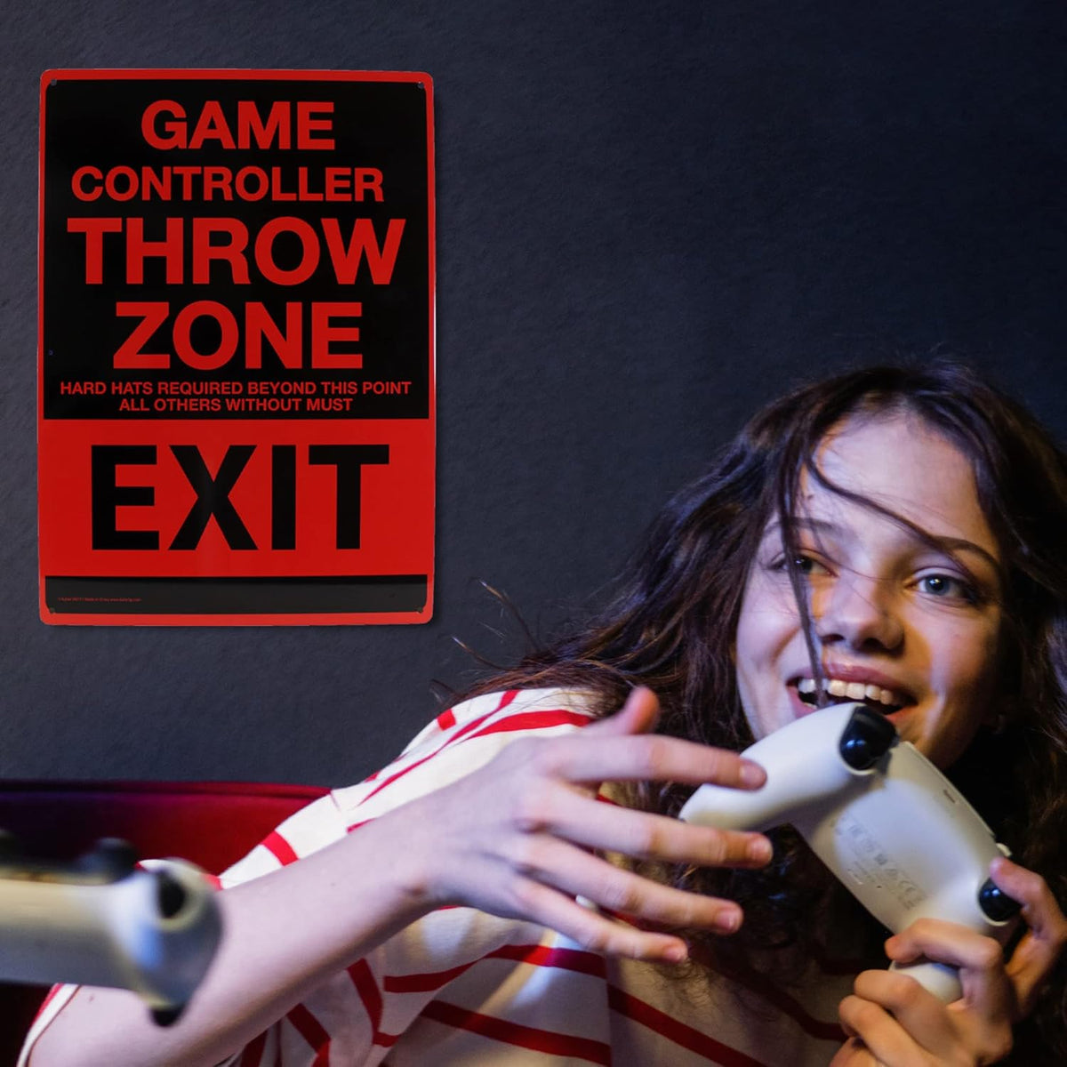 Metal Tin Sign "Game Controller THROW ZONE" Bedroom Gamer Wall Decor #F-101