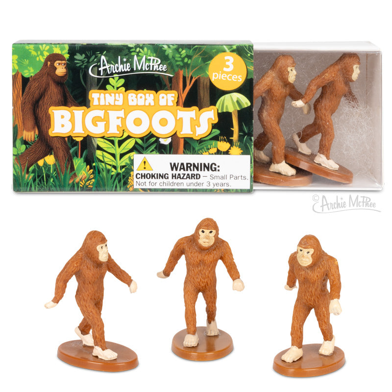 Mini Bigfoot Figurines in Matchbox – 3-Piece Sasquatch Toy Set by Archie McPhee