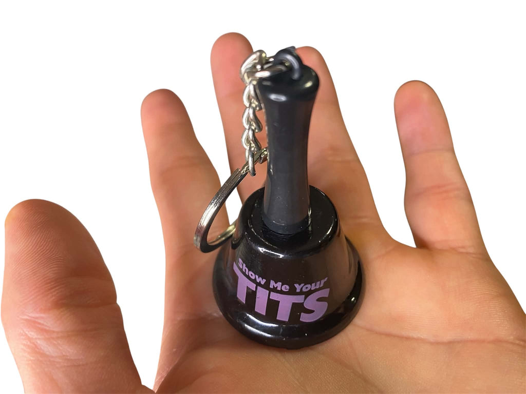 "SHOW ME YOUR TITS" 👀 Ring Key Chain Bell - Funny Adult Party Bedroom Gag Gift