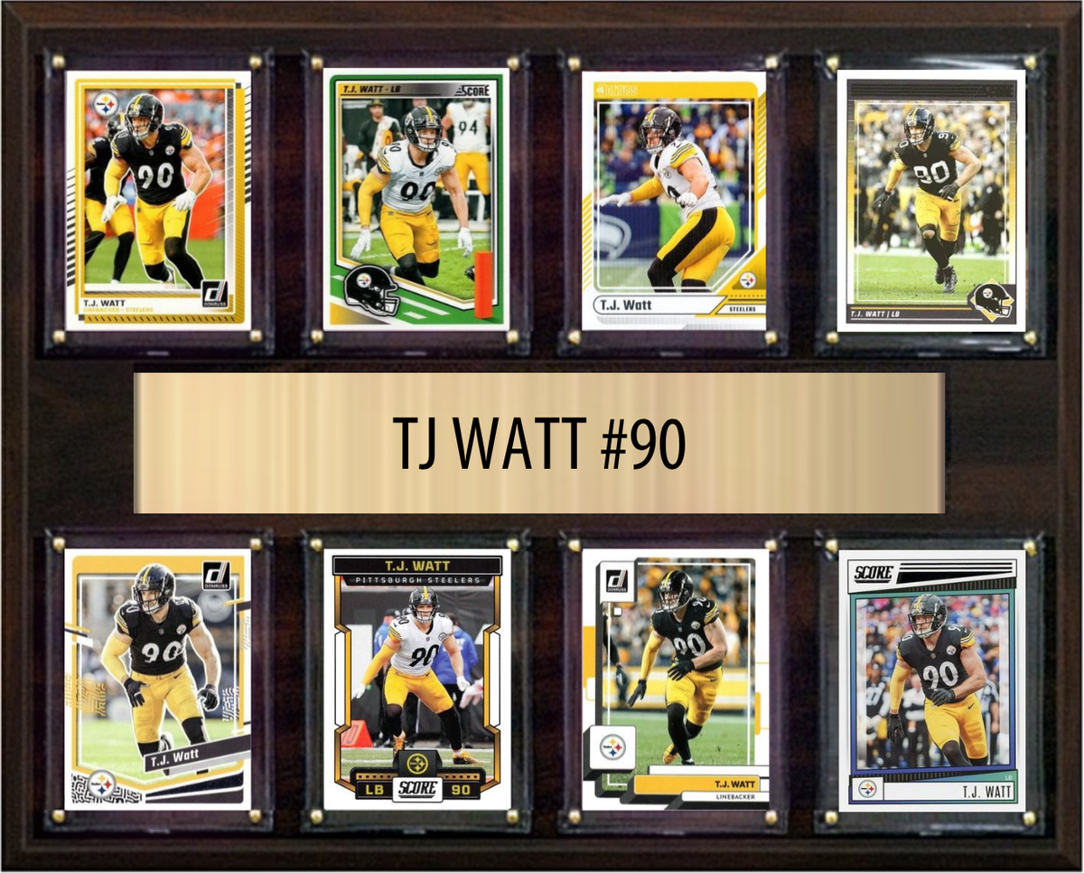 TJ Watt Pittsburgh Steelers Fan Gift Plaque 12x15 8 Cards Prizm, Donruss, Score 2024 2025 2026