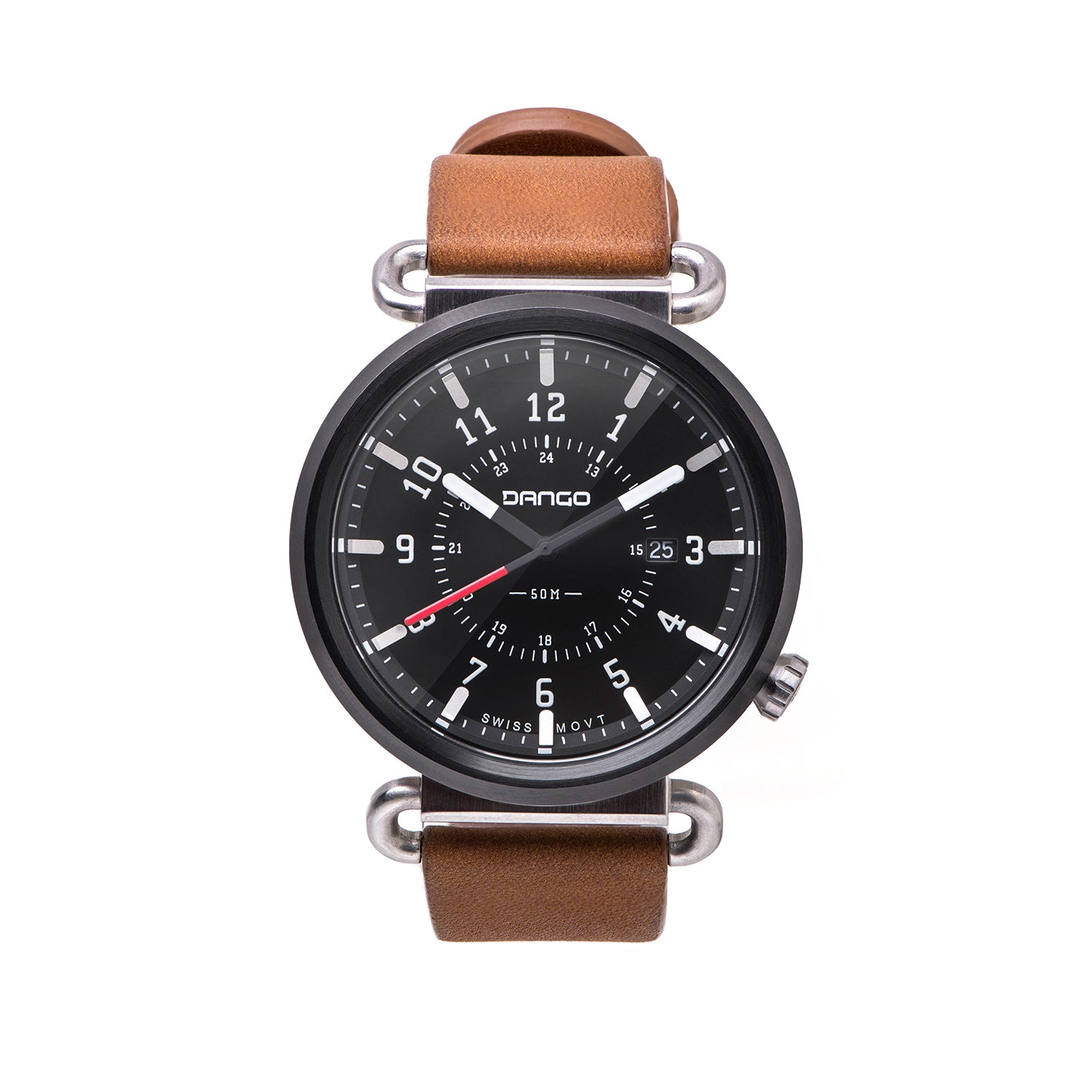 TK-01 - Trek Watch with Italian Leather Strap - Whiskey Brown