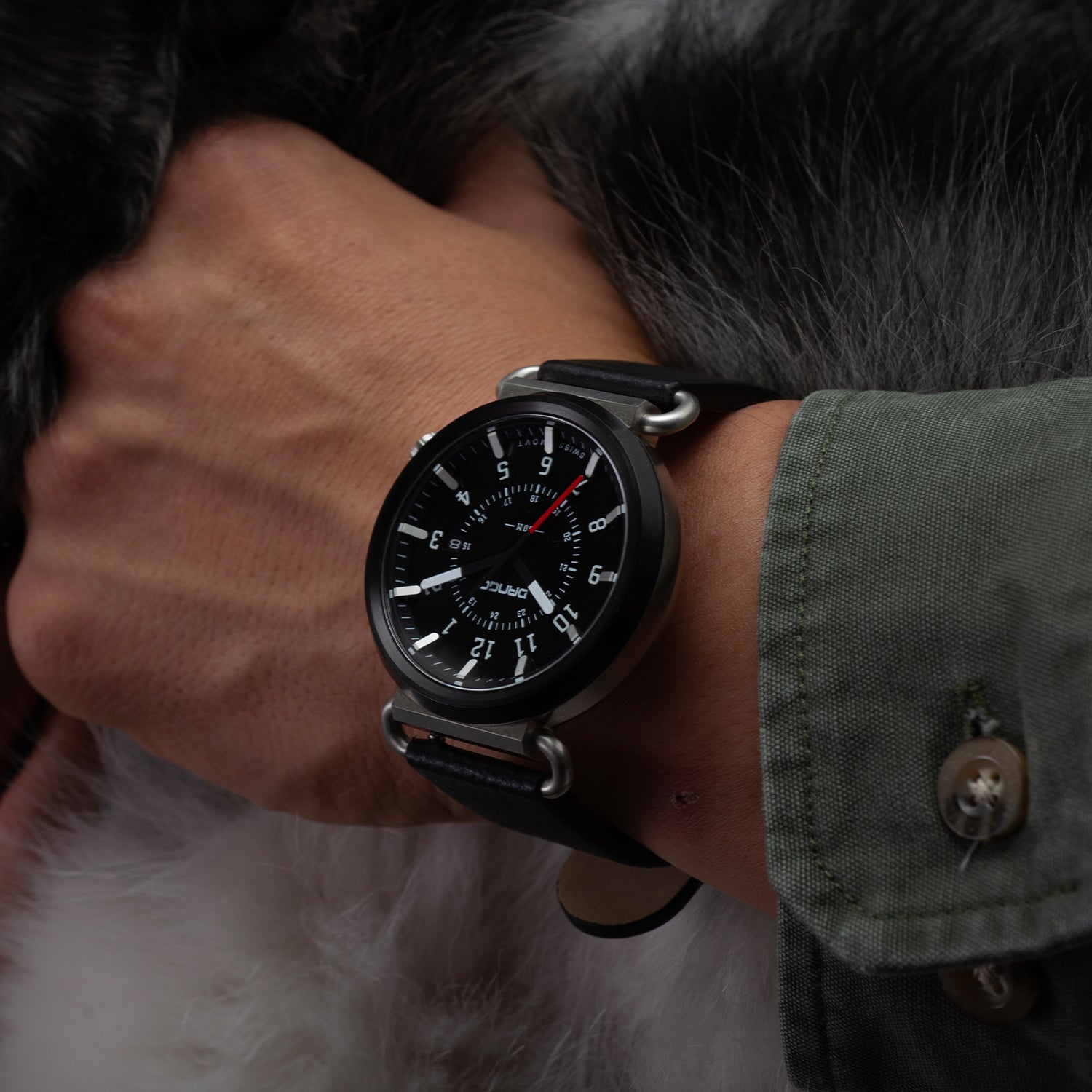 TK-01 - Trek Watch with Italian Leather Strap - Jet Black
