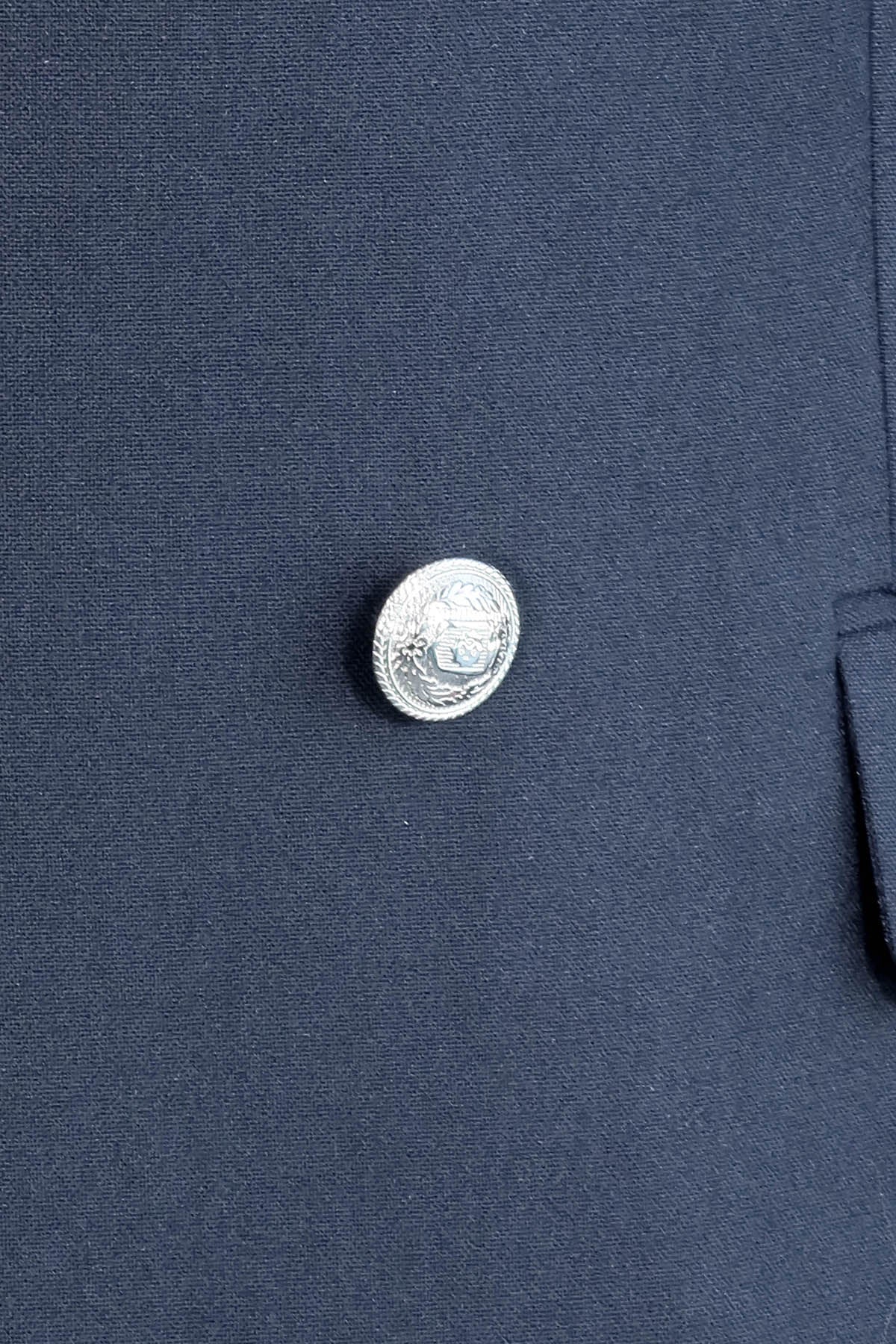 Modern Fit Double-Breasted Navy Men’s Suit with Silver-Tone Metal Buttons – Wessi