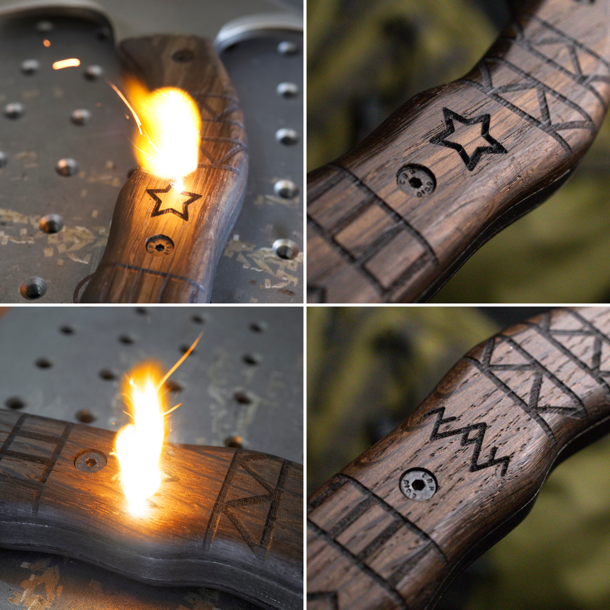 Handcrafted tomahawk "Takoda" with tribal engraving