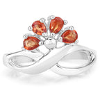 1.68 Carat Genuine Orange Sapphire .925 Sterling Silver Ring