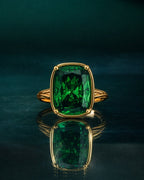 Sterling Silver Elongated Cushion Emerald CZ Cocktail Ring