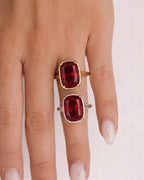 Sterling Silver Elongated Cushion Garnet CZ Cocktail Ring