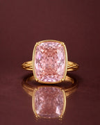 Sterling Silver Elongated Cushion Pink Sapphire CZ Cocktail Ring