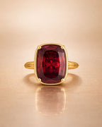 Sterling Silver Elongated Cushion Garnet CZ Cocktail Ring