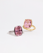 Sterling Silver Elongated Cushion Pink Sapphire CZ Cocktail Ring
