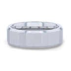 REFLECTOR Faceted Polished Center Tungsten Men's Wedding Band With Polished Beveled Edges - 8mm