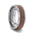 CASK Whiskey Barrel Inlaid Titanium Men's Wedding Band With Beveled Polished Edges Made From Genuine Whiskey Barrels - 8mm