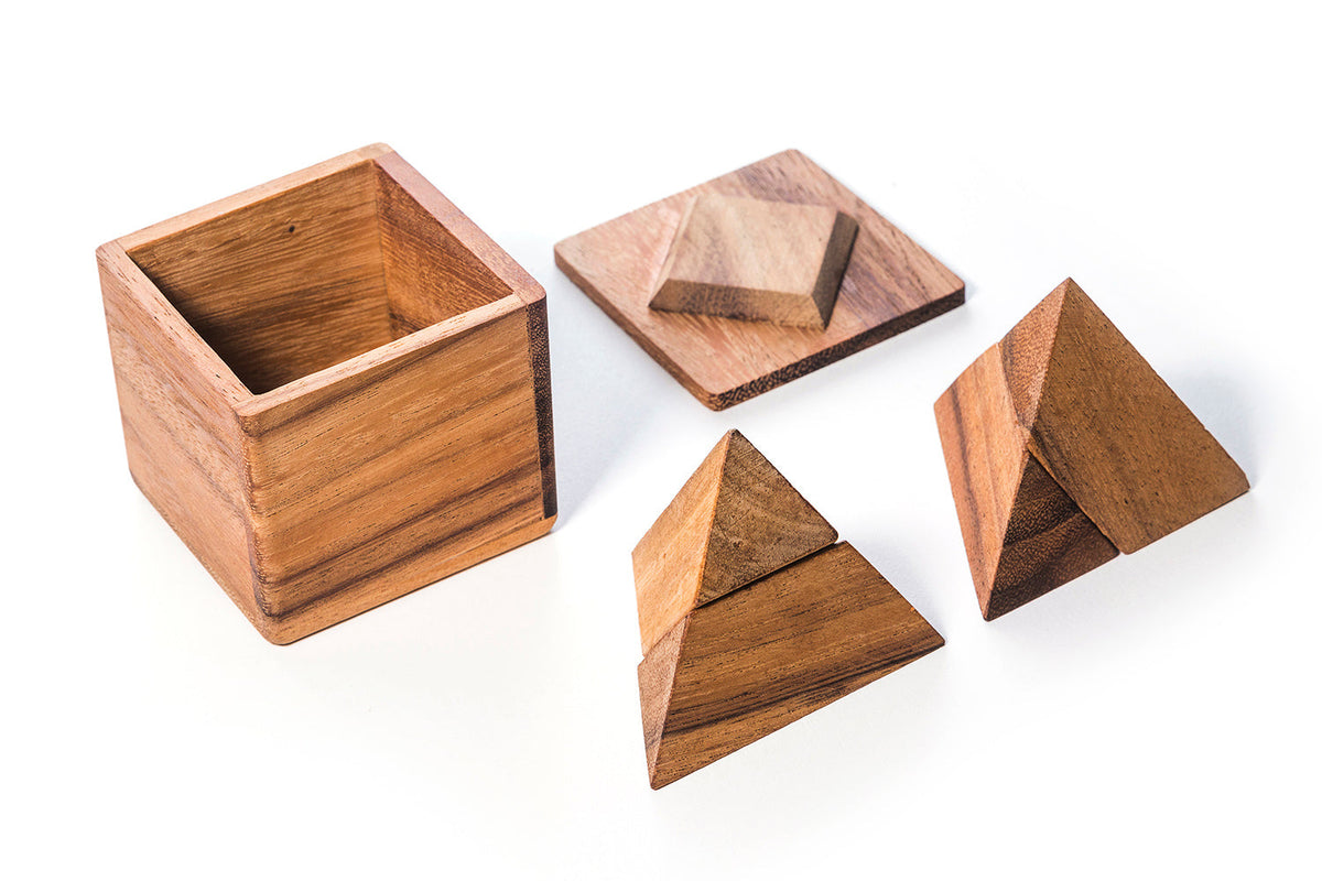 2 Pyramids In a Box - Wooden Brain Teaser Puzzle