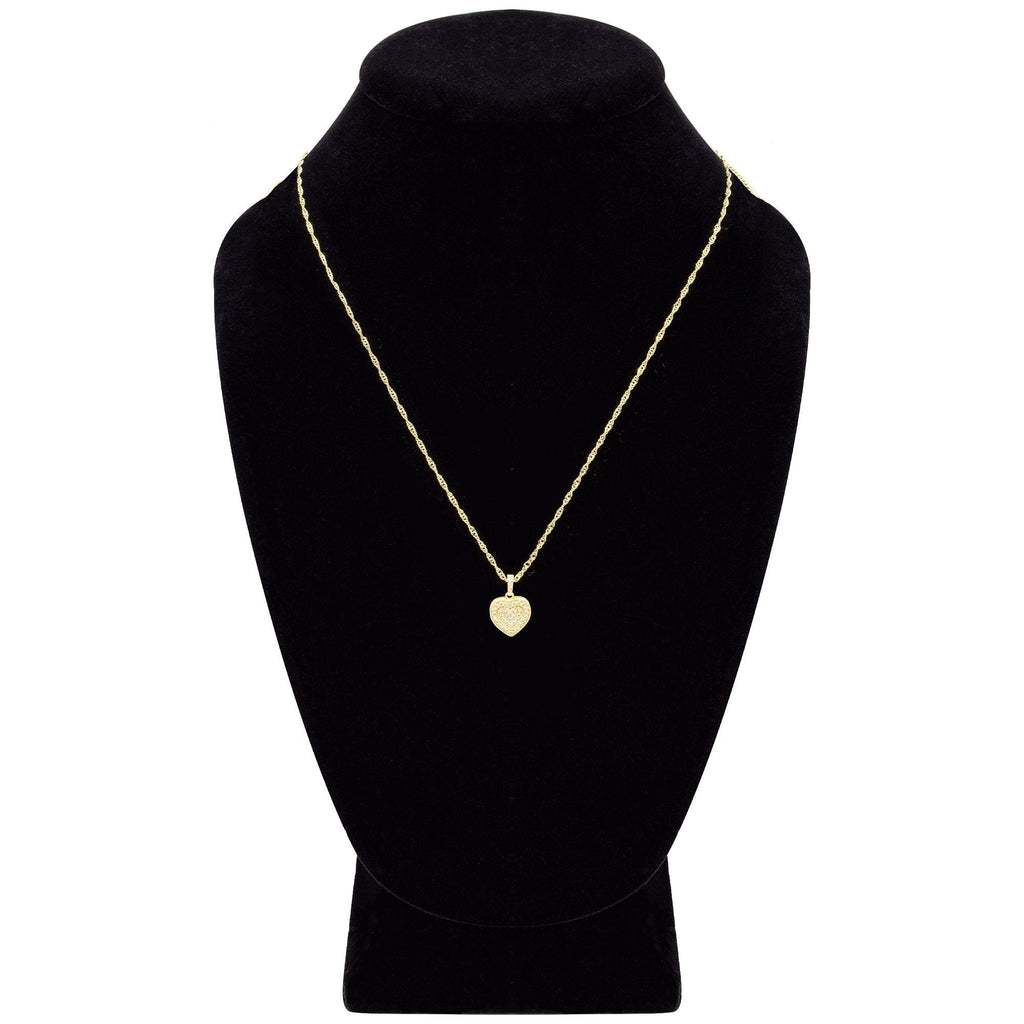Cubic Zirconia 14K Gold Filled Two-Ply Heart Pendant Necklace Set