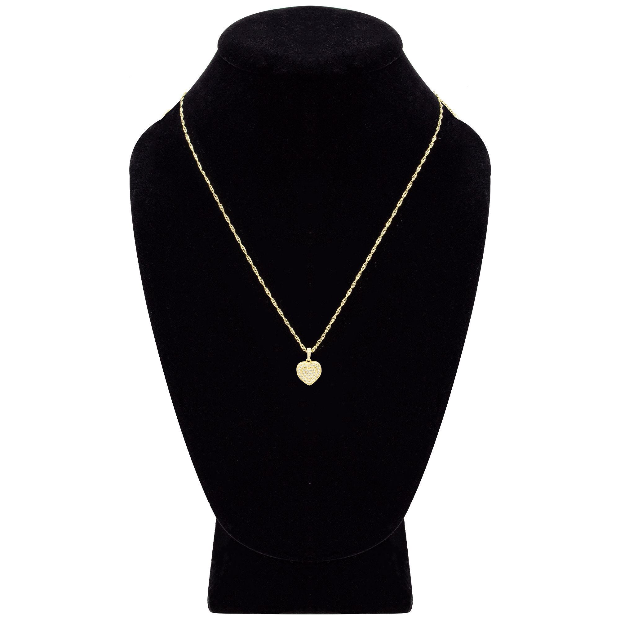 Cubic Zirconia 14K Gold Filled Two-Ply Heart Pendant Necklace Set