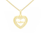 Cubic Zirconia 14K Gold Filled Pulsing Heart Pendant Necklace Set