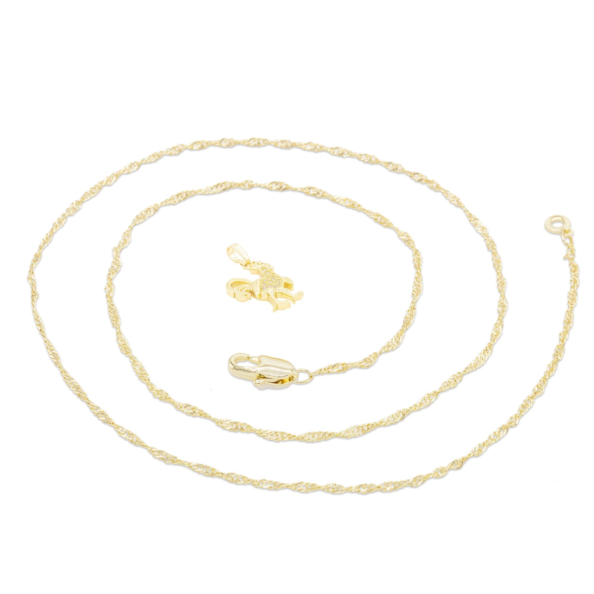 Rooster Cubic Zirconia Pendant With Necklace Set 14K Gold Filled