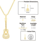 Cubic Zirconia 14K Gold Filled Guitar Pendant Necklace Set