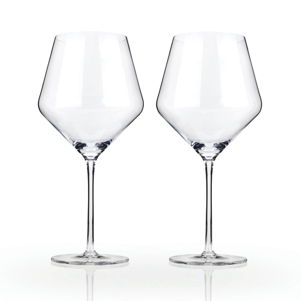 Raye Angled Crystal Burgundy Glasses Set of 2