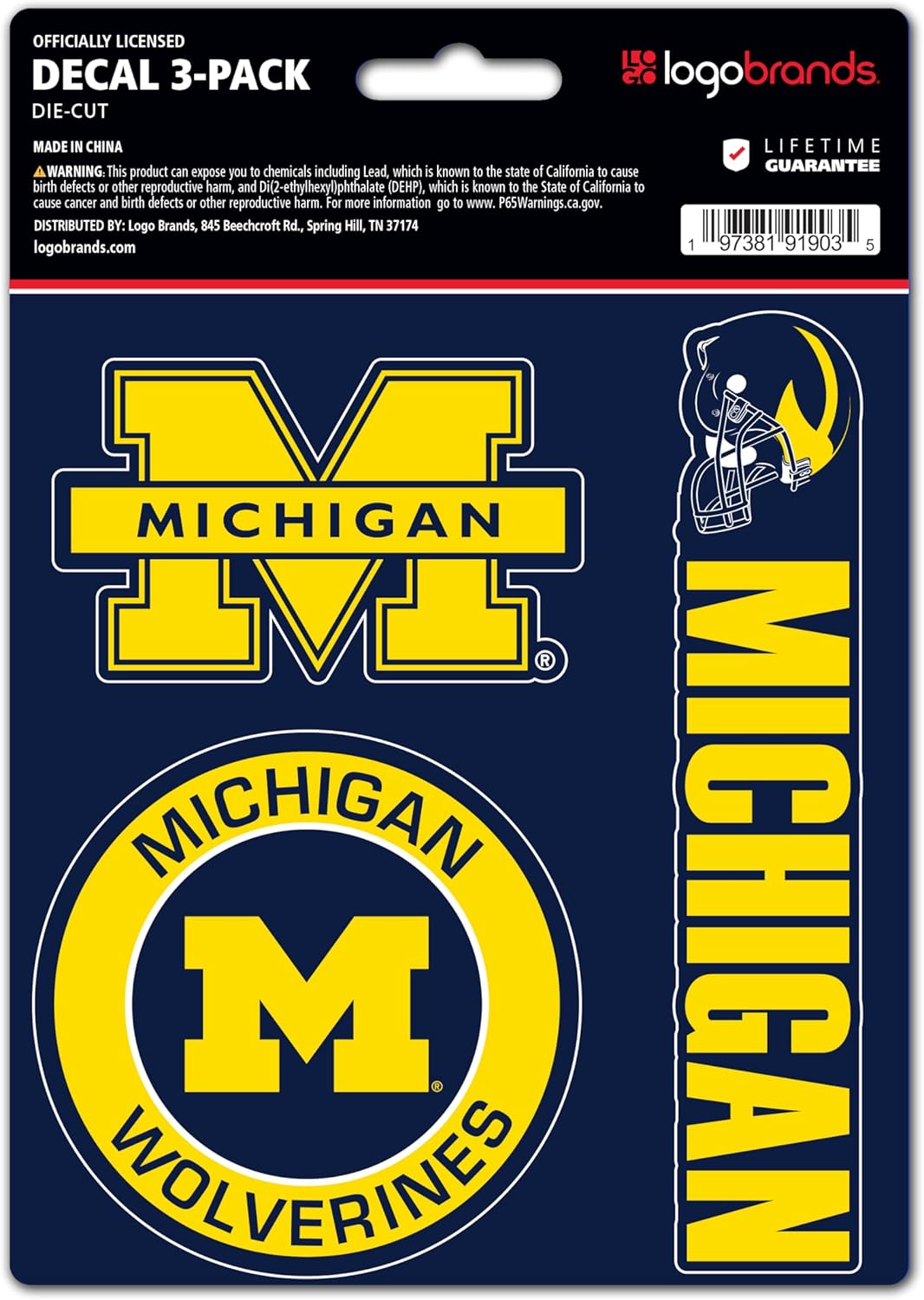 NCAA Official Team Sticker Mats - Set of 3 Stickers