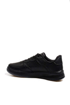 Men's Black Leather Low-Top Sneakers with Perforated Design - Wessi