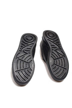 Men's Black Leather Low-Top Sneakers with Perforated Design - Wessi