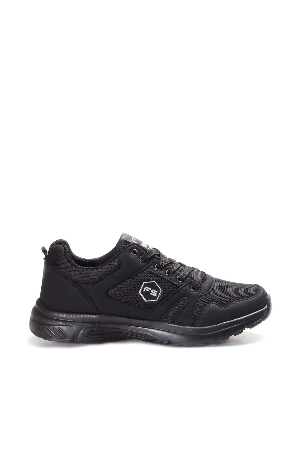 Men's All-Black Athletic Sneakers with Mesh Panels - Wessi
