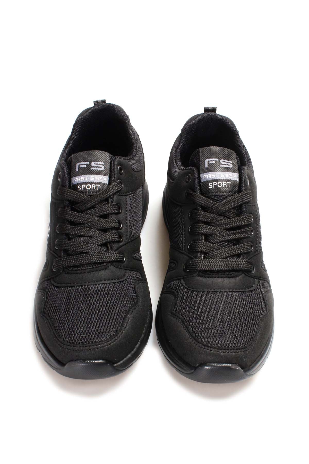 Men's All-Black Athletic Sneakers with Mesh Panels - Wessi