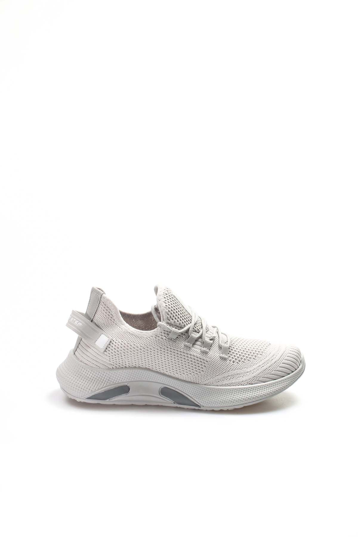 Men's Light Gray Knit Sneakers with Cushioned Sole - Wessi