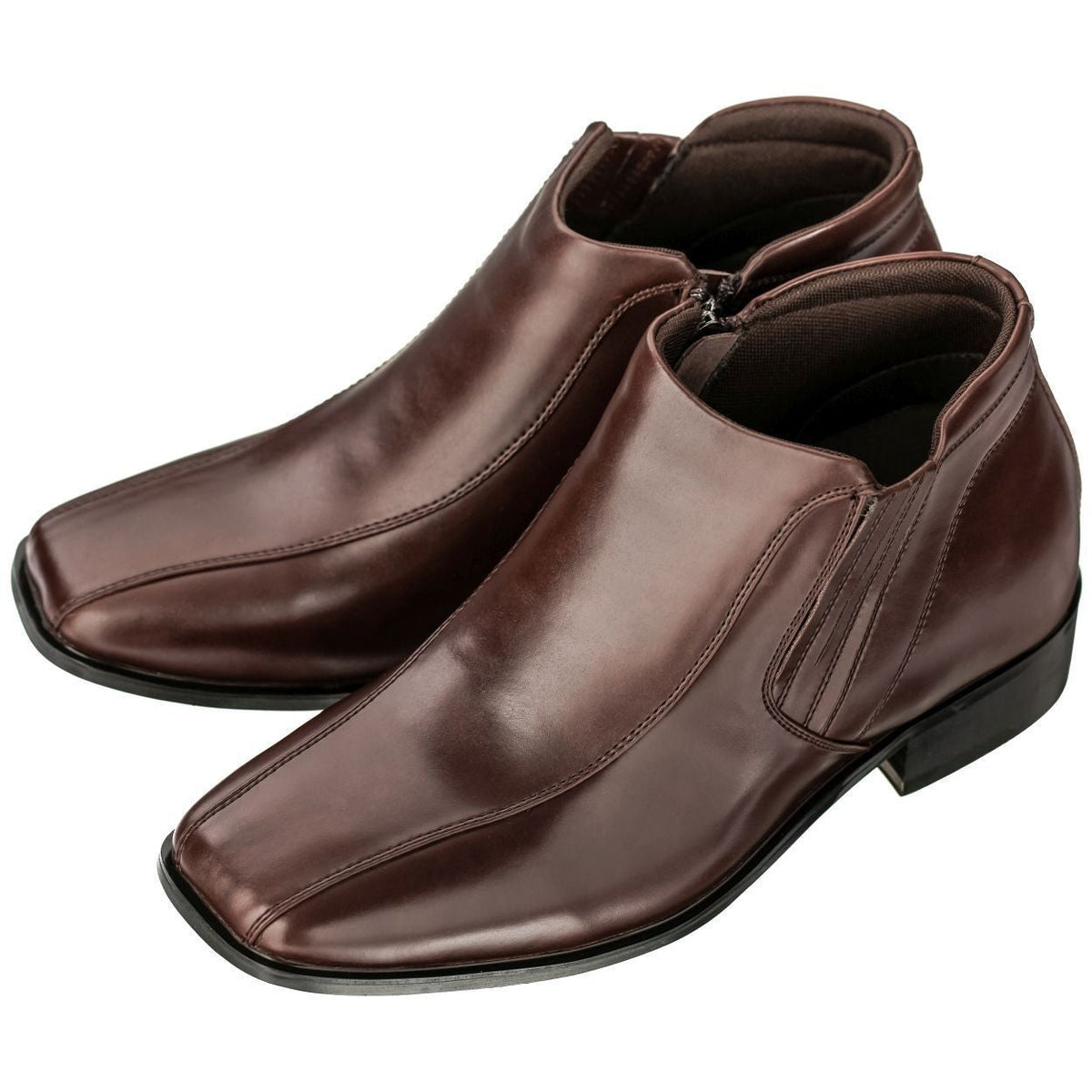 CALDEN Brown Leather Zipper Boots - 3.2 Inches - K99805-1