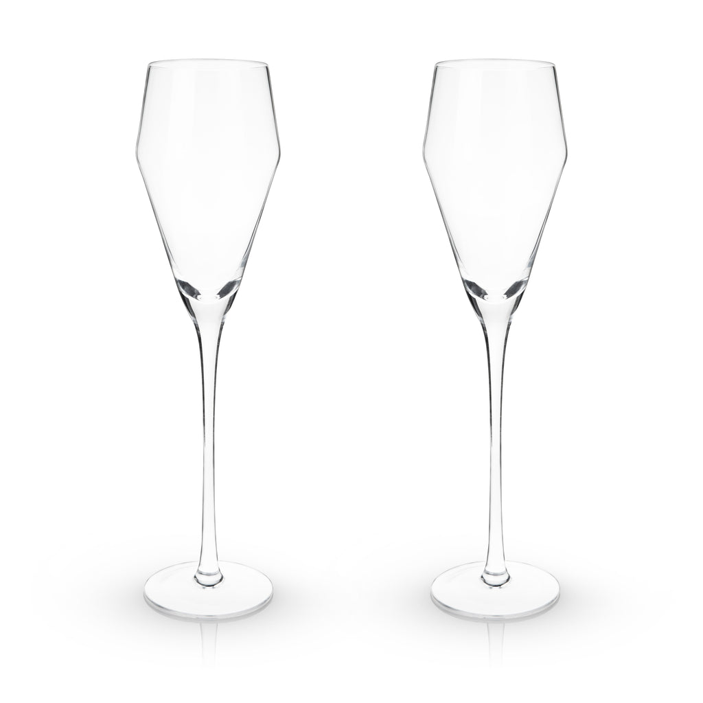 Raye Angled Crystal Prosecco Glasses Set of 2