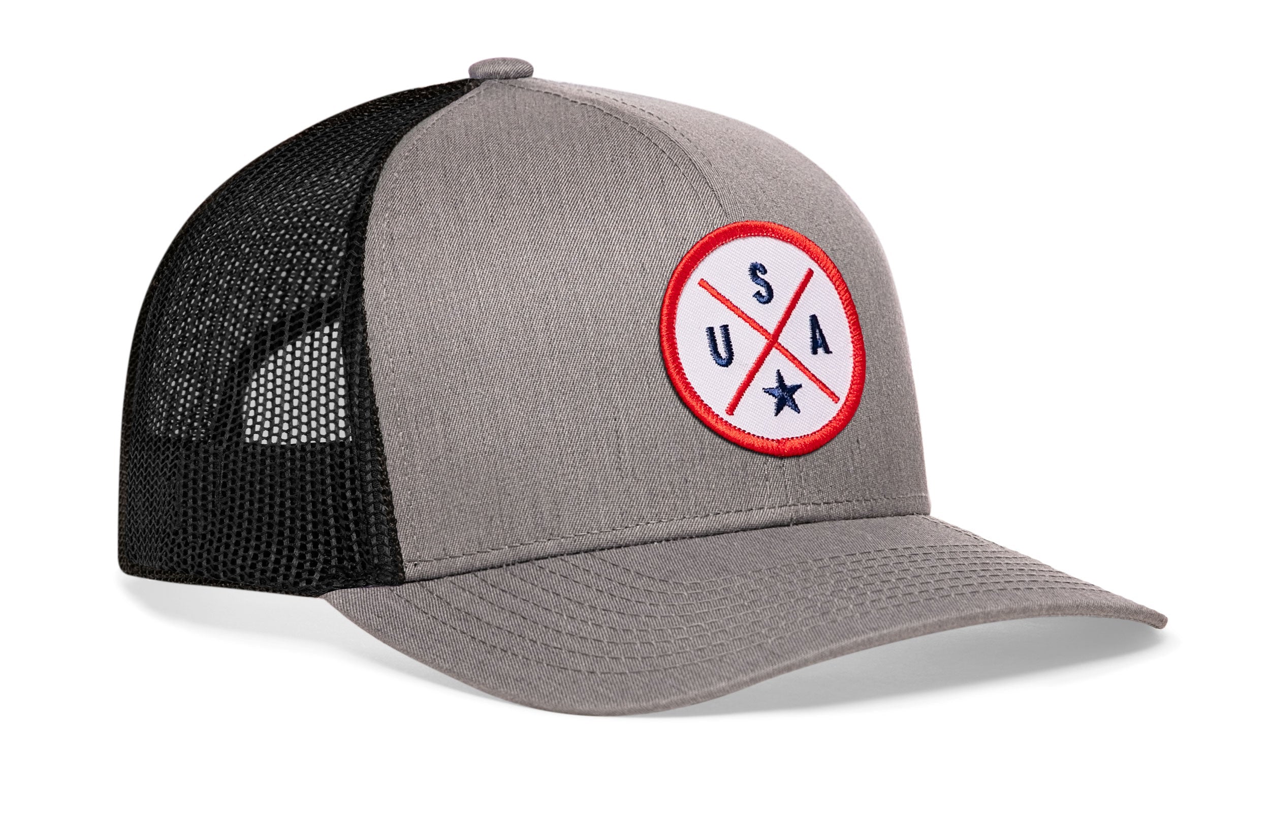 USA Trucker Hat  |  White-Red-Blue America Snapback