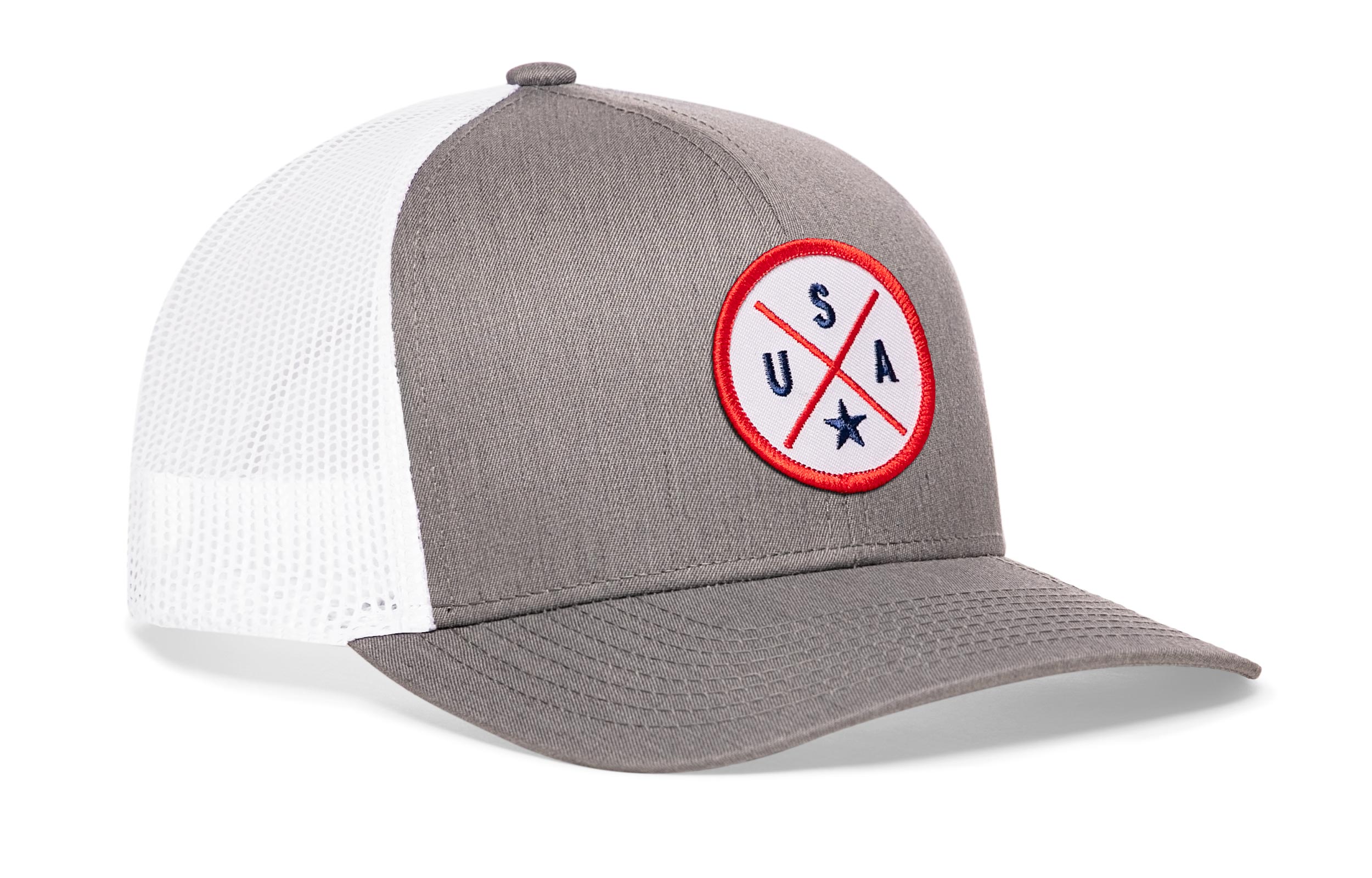 USA Trucker Hat  |  White-Red-Blue America Snapback
