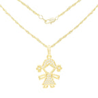 Girl Cubic Zirconia Pendant With Necklace Set 14K Gold Filled