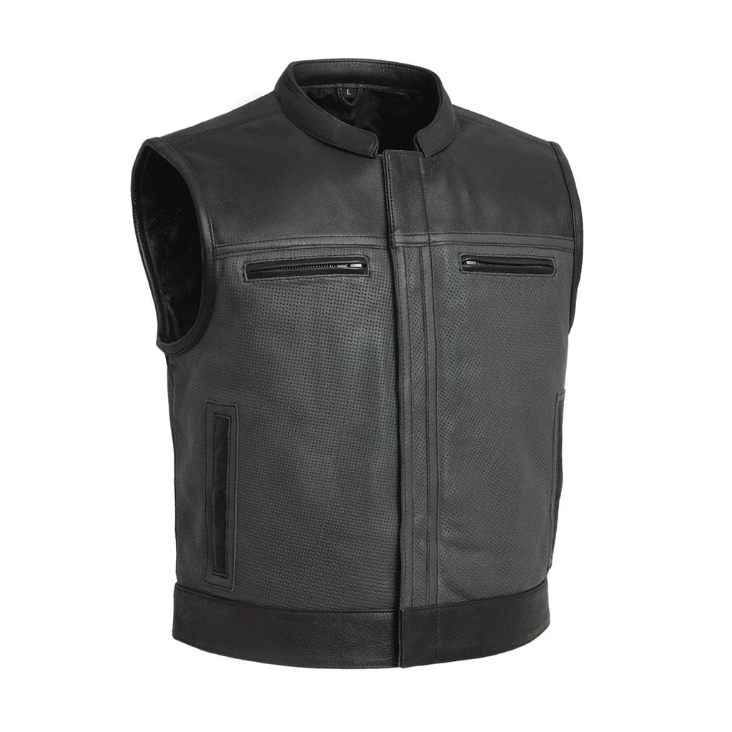 V-Twin Visionary Battleship Perforated Leather Vest