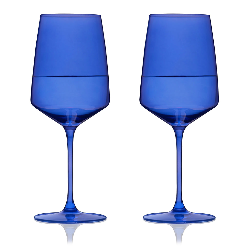 Reserve Nouveau Crystal Wine Glasses in Cobalt Set of 2
