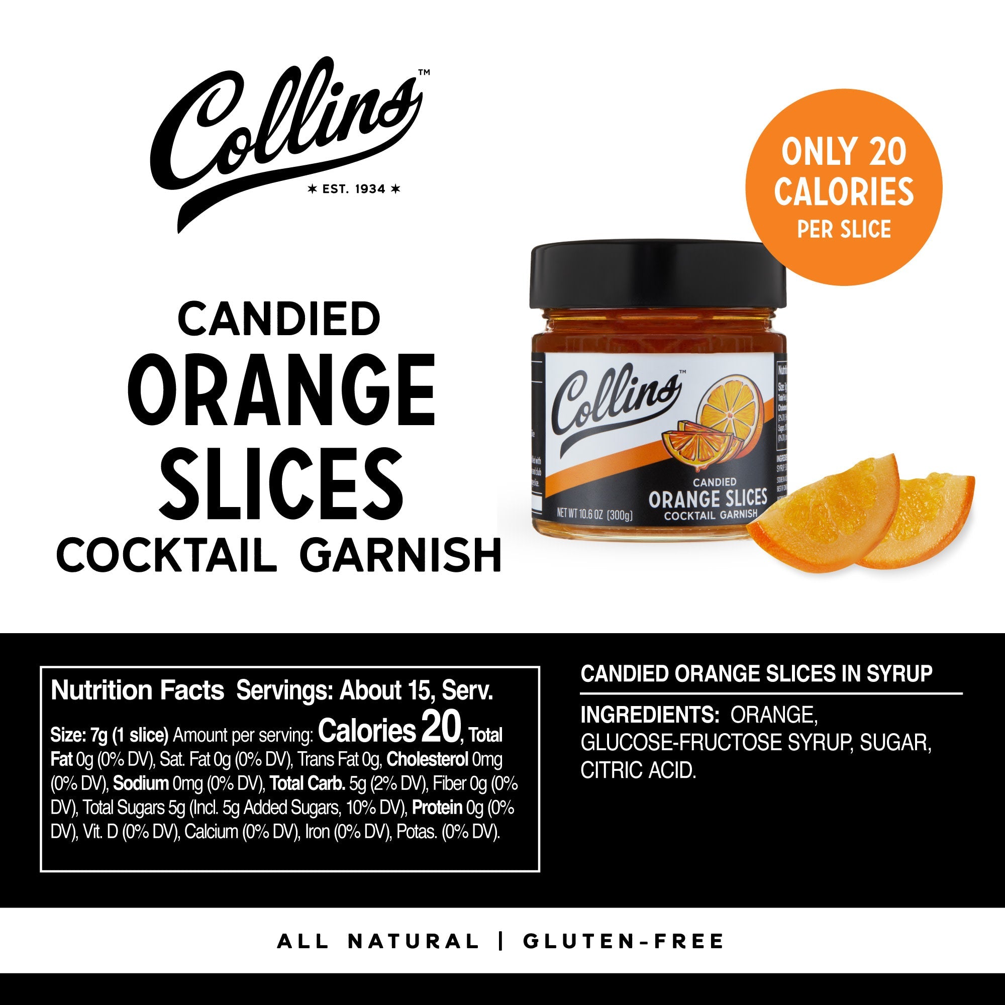Candied Orange Slices in Syrup 10.6 oz , Set of 6