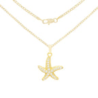 Starfish Cubic Zirconia Pendant With Necklace Set 14K Gold Filled