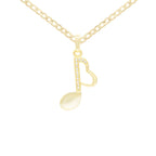 Cubic Zirconia 14K Gold Filled Music Heart Note Pendant Necklace Set